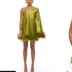 Fashion Nova Olive Green One-Shoulder Mini Dress